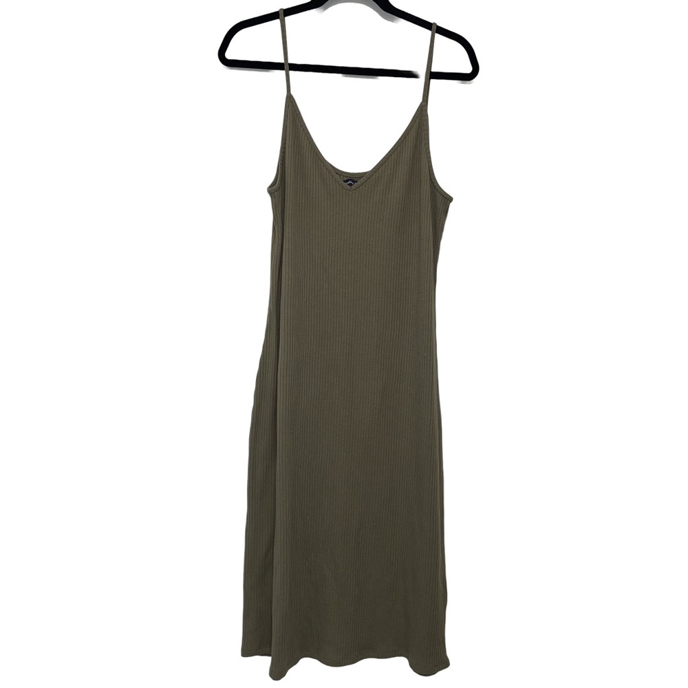 Abercrombie & Fitch Midi Green Ribbed Spaghetti Strap Dress Casual XL Tall XLT